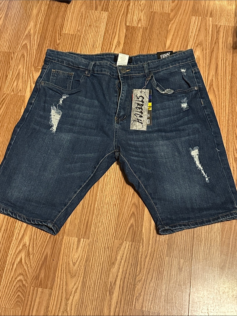 Skechers Men’s Dark Blue Distressed Denim Jean Shorts